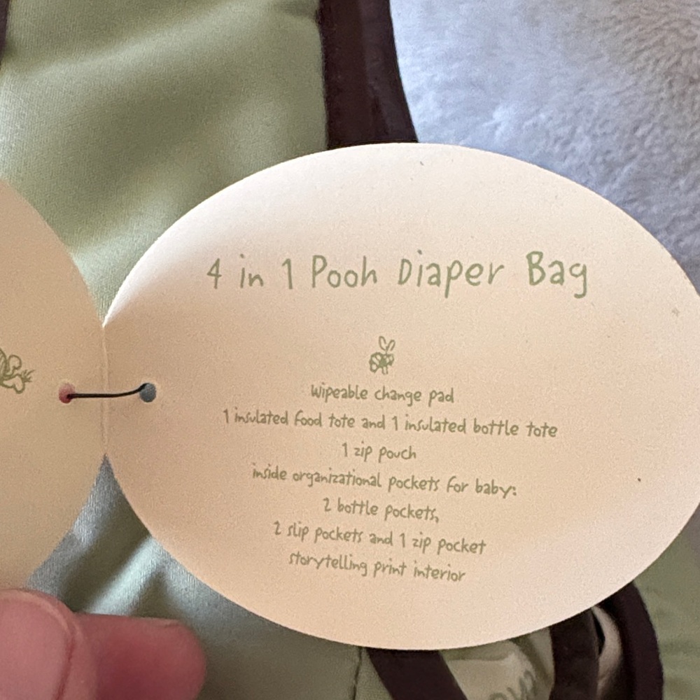 Disney Light Green 4 in 1 Winnie the Pooh Diaper Bag with Brown Trim - Picture 14 of 14